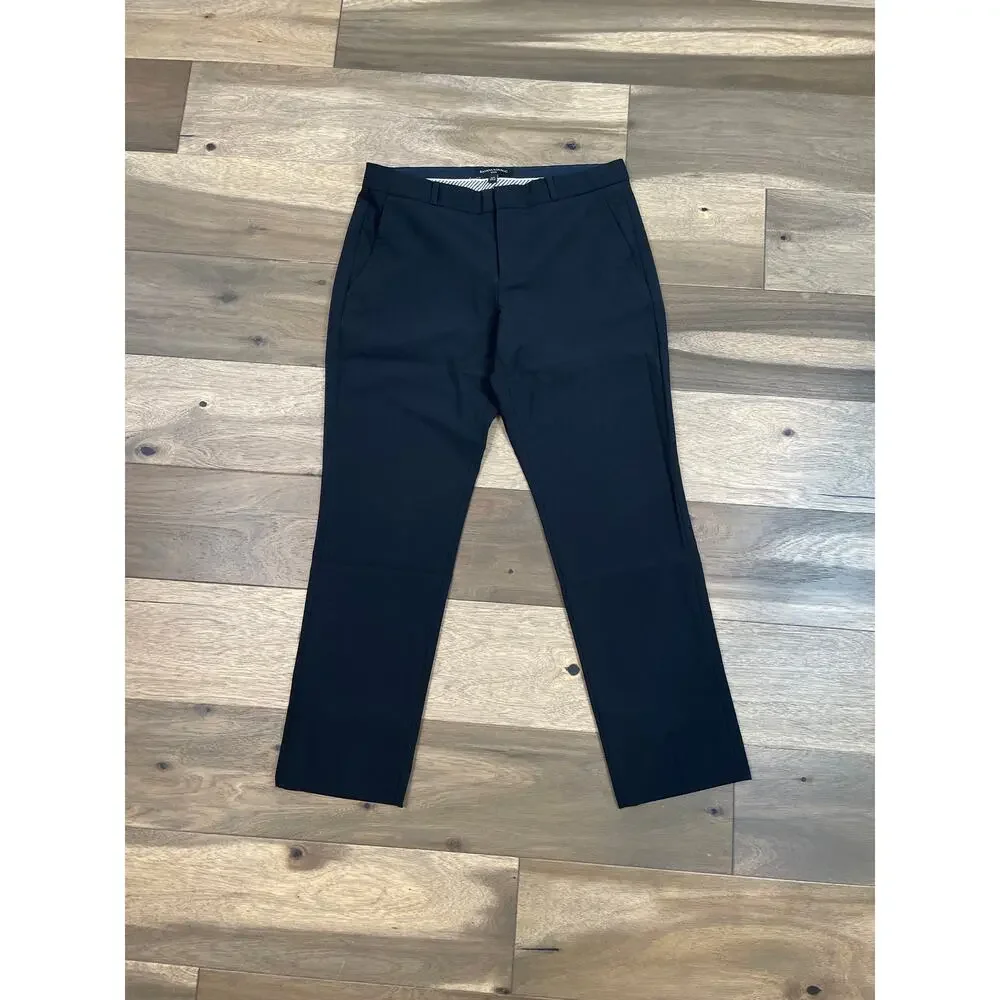 Banana Republic Ryan Pants Size 6S Black Wool Blend Mid Rise Tailored Ankle